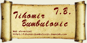 Tihomir Bumbulović vizit kartica